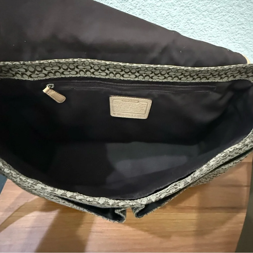 Vintage Y2K COACH F77004 Brown Signature Hudson Commuter Messenger Laptop Bag